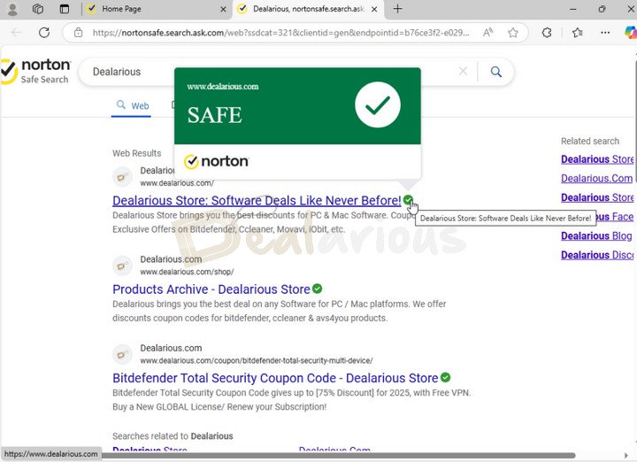 Norton Safe Web Rating