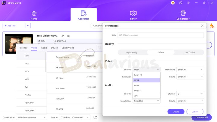 How to convert HEVC to H264 in HitPaw