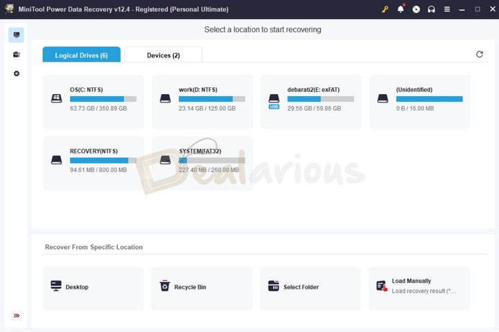 Main Window of MiniTool Power Data Recovery