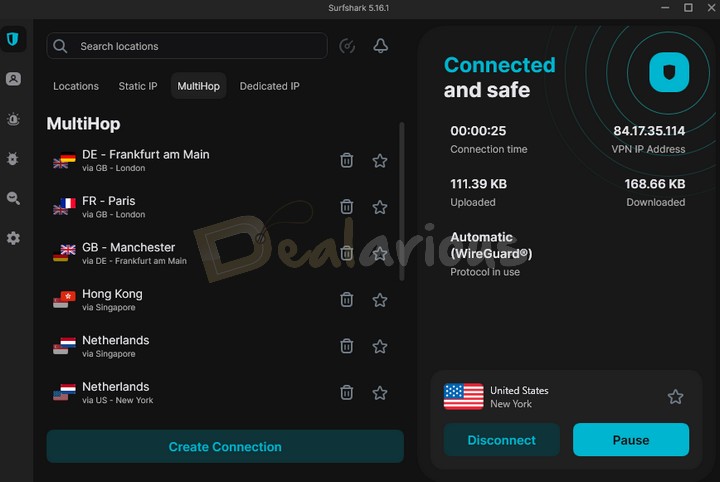 Dynamic Hultihop feature in Surfshark