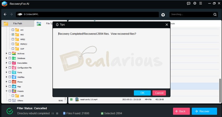 Recovered files using RecoveryFox AI