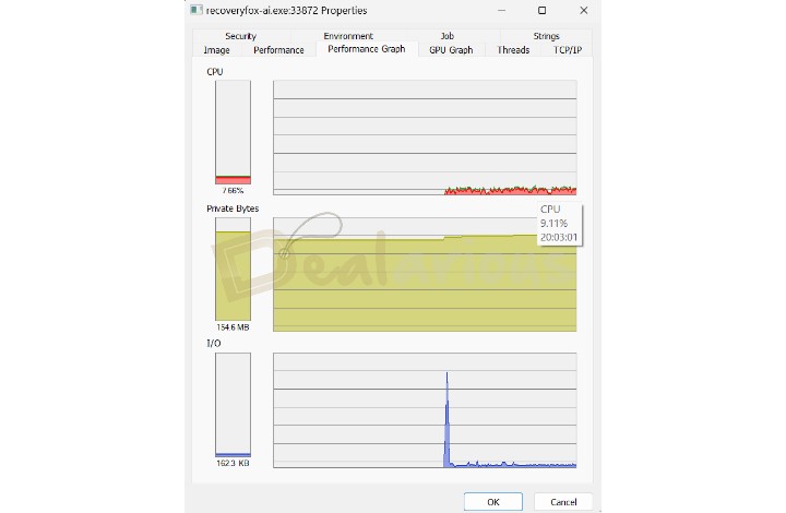 RecoveryFox AI Resource Usage during Quick Scan