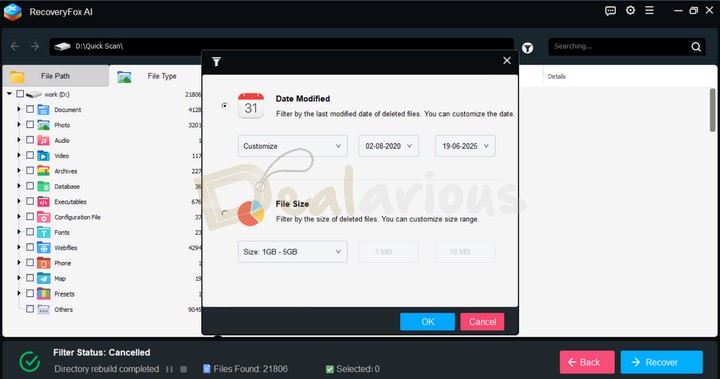 Filtering Recovered Files