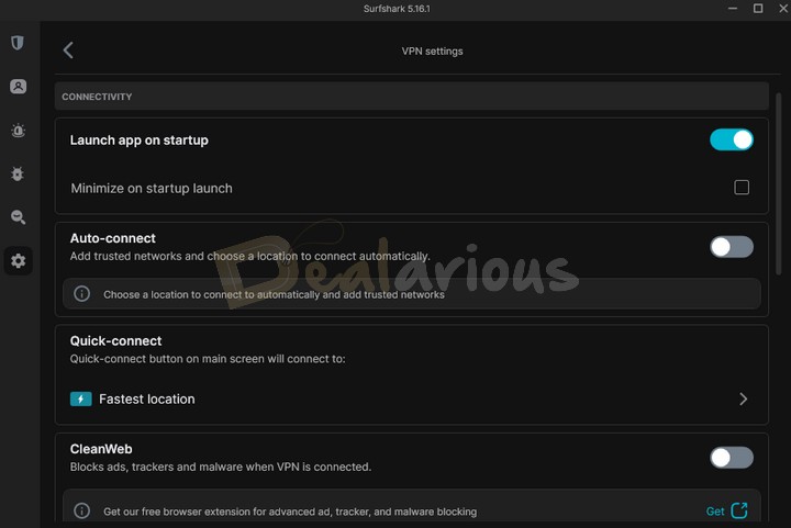 Surfshark VPN connectivity settings