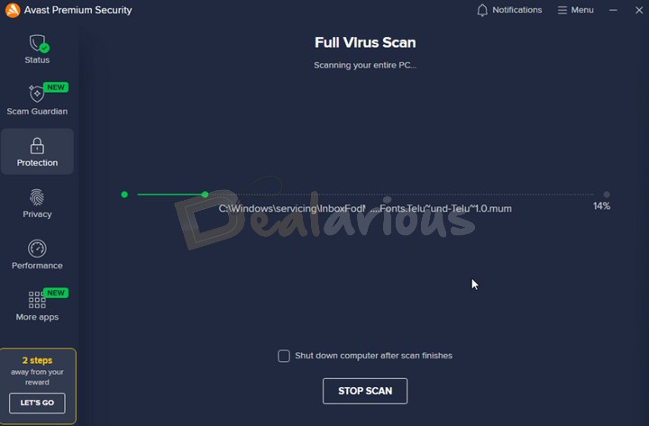 Full Virus Scan in Avast Premium Security