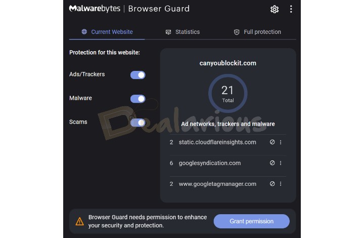 Browser protection with Malwarebytes