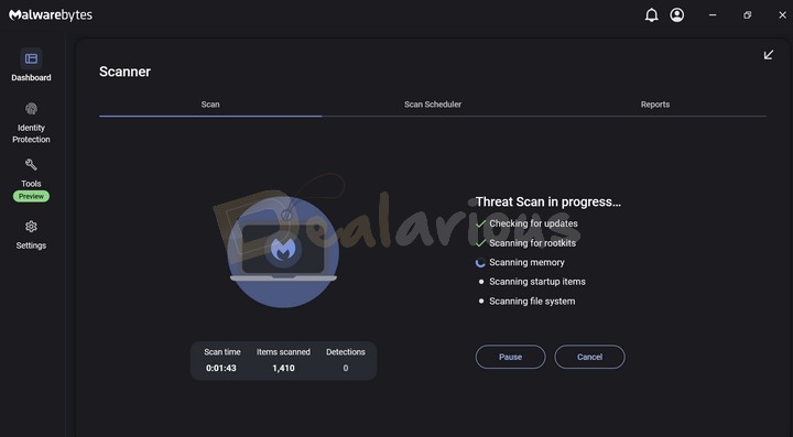 Detecting system threats with Malwarebytes Threat Scan