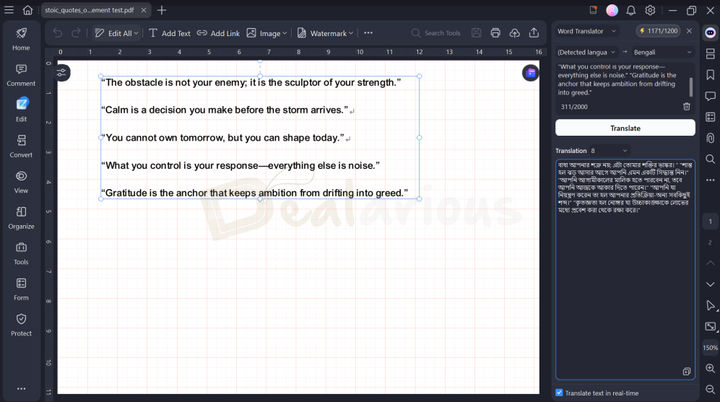 PDF AI Translation Using Wondershare PDFelement AI-powered PDF translation to convert a document into another language