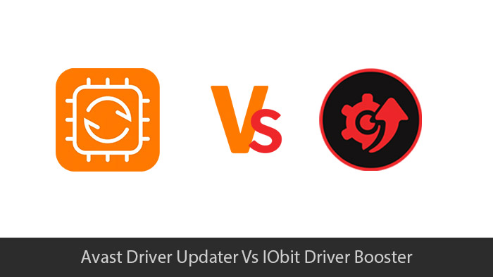 Feature image showing Avast Driver Updater logo versus IObit Driver Booster logo in a comparison