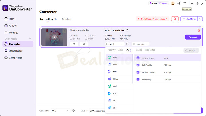 Converting Audio Files in UniConverter 17