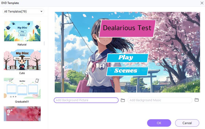 DVD Burner Templates Create DVDs with Wondershare UniConverter 17 using customizable menu templates shown in the DVD Burner interface.
