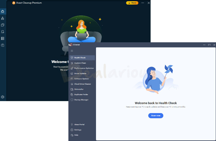 Avast Cleanup Vs CCleaner Interface Avast Cleanup Premium Vs CCleaner Pro Interface Comparison