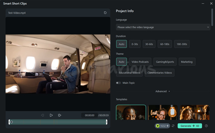 Filmora 15 AI Smart Short Clips Filmora 15 AI Smart Short Clips feature automatically creating short form videos.