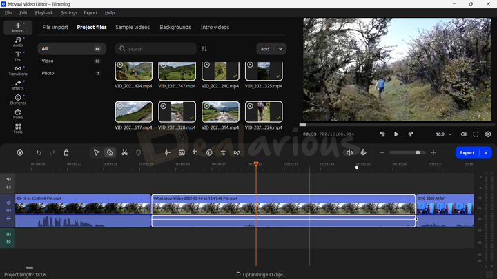 Movavi video trimming tool Trimming a video clip using Movavi Video Editor