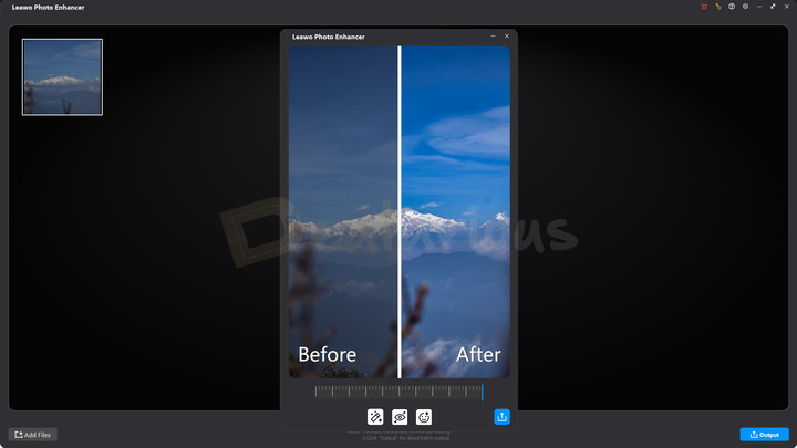Leawo Photoins Image Enhancement A before-and-after image in Leawo PhotoIns after applying Leawo Photo Enhancer.