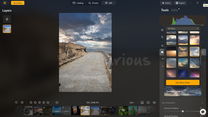Luminar Neo Sky Replacement Luminar Neo Sky AI tool performing automatic sky replacement.