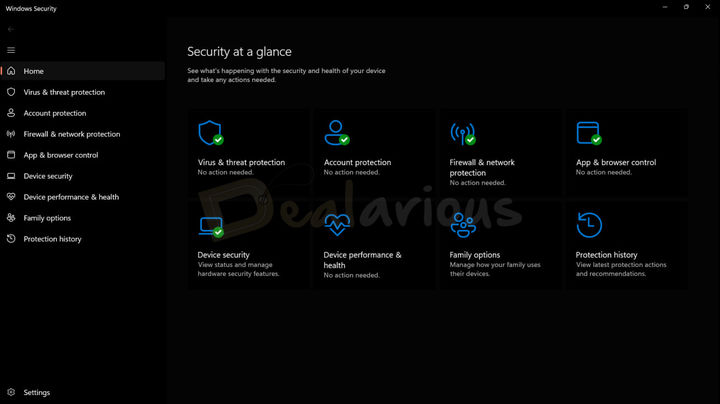 Windows 11 Security Dashboard Windows Security dashboard in Windows 11 showing virus and threat protection status.