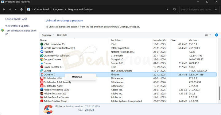 Windows App Uninstall from Control Panel Using Control Panel to uninstall software