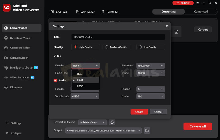 MiniTool-Video-Converter-Interface Interface of MiniTool Free HEVC Converter