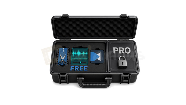are-free-tools-good-enough Open editing toolbox with basic tools in the FREE section and advanced tools locked under PRO.
