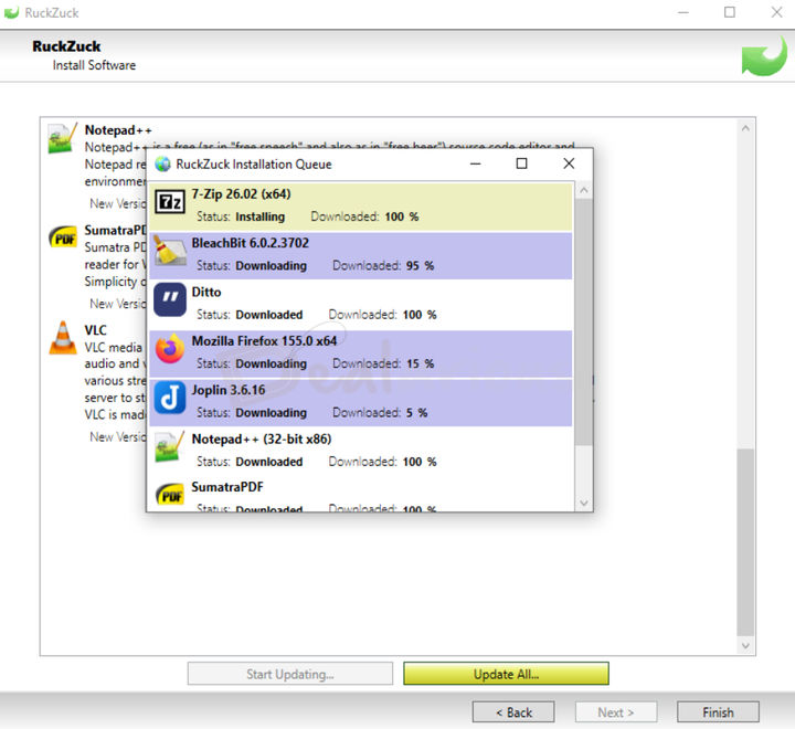 ruckzuck-updating-apps RuckZuck showing software updates in progress