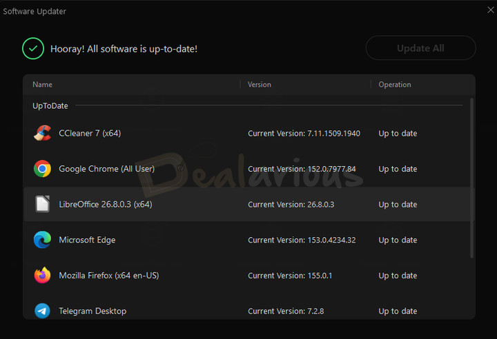 software-updater IObit Uninstaller Software Updater interface showing all programs as up to date.