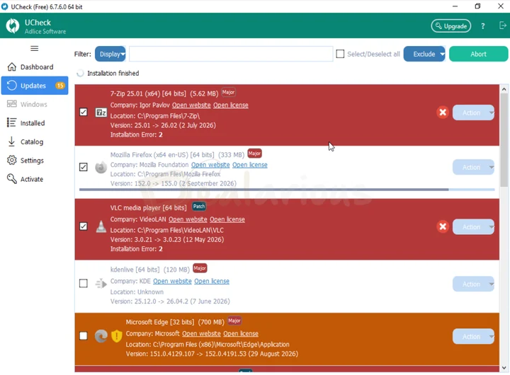 UCheck Installation Error During Update UCheck Free showing Installation Error 2 for attempted app updates