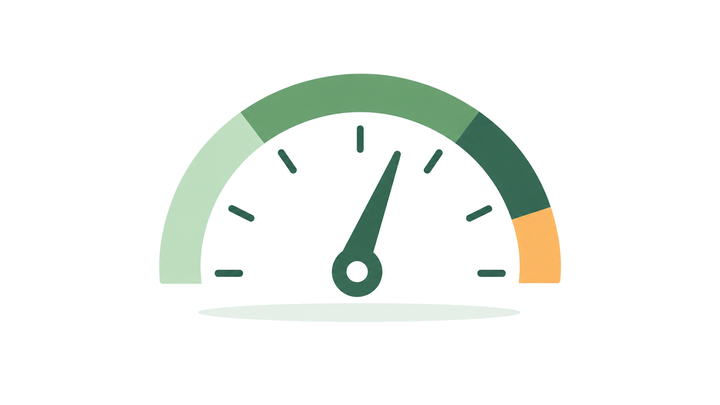VPN and Connection Speed Speedometer with a needle near the middle of the dial